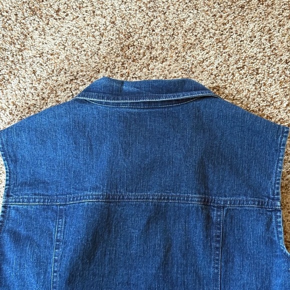 Crystal Fashions Women's Blue Denim Vest Size 14 Jean Embroidered Vtg Y2K Retro - Picture 11 of 14
